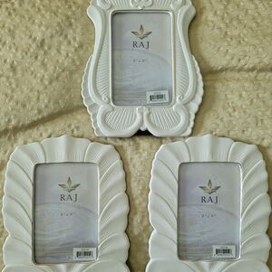 Set Of three (3) Raj Collection White Ornate Decorative Photo Frames